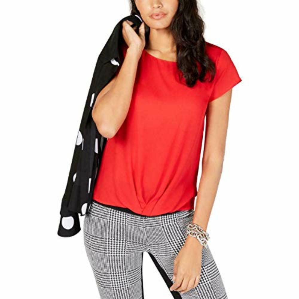 INC DRAPED-HEM TOP women's pullover blouse 👚 M